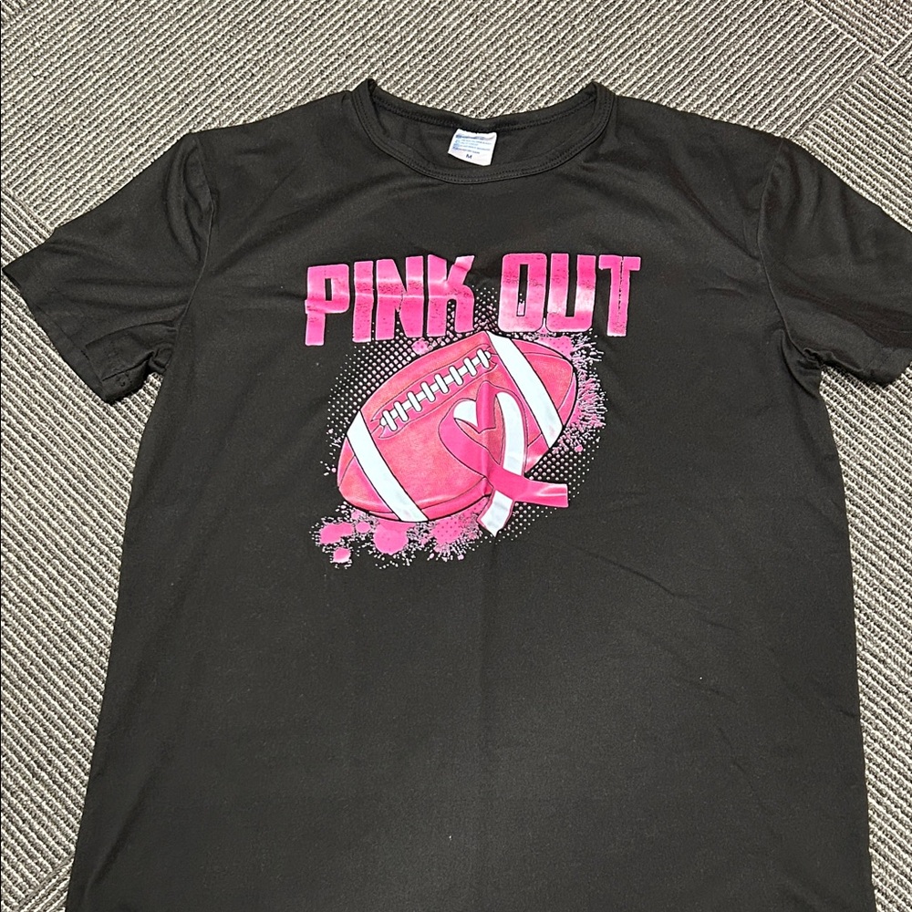Black 'Pink Out' T-Shirt with Pink Football Graphic